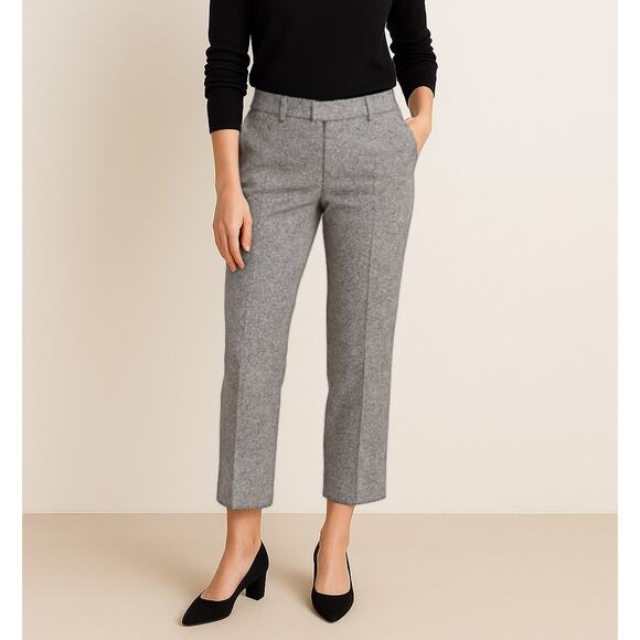 J Crew Wool Blend Lined Cropped Trousers Mid Rise Sz 4 - Picture 1 of 12